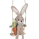 Hop Into Spring Hanging Decor Fabric Bunny on Swing, 19"H, Asst of 2