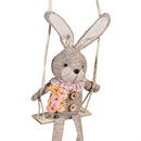 Hop Into Spring Hanging Decor Fabric Bunny on Swing, 19"H, Asst of 2
