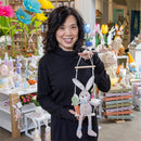 Hop Into Spring Hanging Decor Fabric Bunny on Swing, 19"H, Asst of 2
