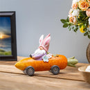 Hop Into Spring Table Decor Resin Gnome in Carrot Car, 9.5"L