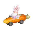 Hop Into Spring Table Decor Resin Gnome in Carrot Car, 9.5"L