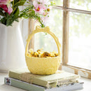 Hop Into Spring Table Decor Ceramic Decorative Bowl Basket with Bow, 7.5"H