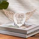 Memorial Table Decor Resin Angel Wings, Because someone we love, 10"L