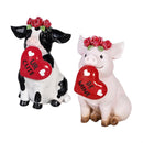 Valentine's Day Table Decor Resin Farm Animal, 5.25"H, Asst of 2