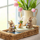 Hop Into Spring Table Decor Natural Fiber Easter Bunny, 4", Set of 3