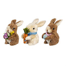 Hop Into Spring Table Decor Natural Fiber Easter Bunny, 4", Set of 3