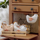 Hillside Pasture Hanging Decor Fabric Farm Chicken, 6"L, Asst of 2, In Wood Tray