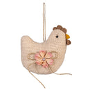 Hillside Pasture Hanging Decor Fabric Farm Chicken, 6"L, Asst of 2, In Wood Tray