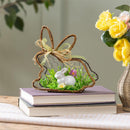 Bunny Blooms Faux Floral Table Decor Natural Fiber Bunny with Florals, 7.5"L