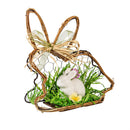 Bunny Blooms Faux Floral Table Decor Natural Fiber Bunny with Florals, 7.5"L