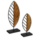 VivaStyle Table Decor, Leaf Metal & Wood Decor, Set of 2