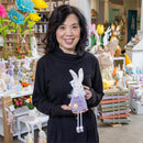 Hop Into Spring Table Decor Fabric Bunny with Dangling Legs, 13.25"H, Asst of 2