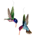Cottage Garden Hanging Decor Plastic Glitter Hummingbird, 6", Asst of 2