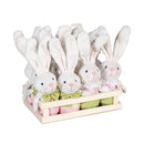 Hop Into Spring Hanging Decor Fabric Bunny with Bowtie, 8.5"H, Asst of 2, In Wood Tray