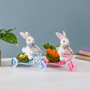 Bunny Blooms Table Decor Natural Fiber Bunny on Bike, 9"L , Asst of 2