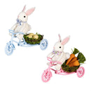 Bunny Blooms Table Decor Natural Fiber Bunny on Bike, 9"L , Asst of 2