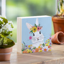 Bunny Blooms Sign Wood Block, 6"x6"
