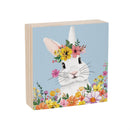 Bunny Blooms Sign Wood Block, 6"x6"