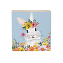 Bunny Blooms Sign Wood Block, 6"x6"