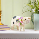 Hillside Pasture Table Decor Natural Fiber Floral Pig, 10.75"L