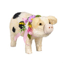 Hillside Pasture Table Decor Natural Fiber Floral Pig, 10.75"L