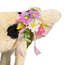 Hillside Pasture Table Decor Natural Fiber Floral Pig, 10.75"L