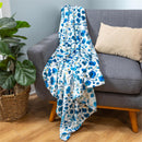 VivaStyle Gilded Meadow Plush Blanket, Blue Wildflowers, 50"x60"