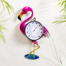 Palm Beach Thermometer, Metal Outdoor Wall Thermometer, Flamingo, 17"