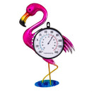 Palm Beach Thermometer, Metal Outdoor Wall Thermometer, Flamingo, 17"