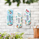 Cottage Garden Metal Thermometer, Floral Birds, 16", Asst of 3