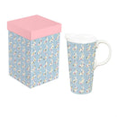 Hop Into Spring Travel Cup Ceramic Perfect Cup, Floral Bunny Rows, 17oz, Gift Box