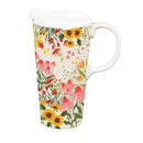 Hillside Pasture Travel Cup Ceramic Perfect Cup, Floral Field, 17oz, Gift Box