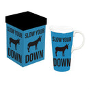 Just For Laughs Slow Down Travel Cup Ceramic Perfect, 17oz, Gift Box