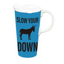 Just For Laughs Slow Down Travel Cup Ceramic Perfect, 17oz, Gift Box