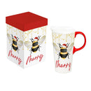 Holly Homestead Bee Travel Cup Ceramic Perfect Cup, Christmas, 17oz, Gift Box