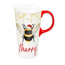 Holly Homestead Bee Travel Cup Ceramic Perfect Cup, Christmas, 17oz, Gift Box