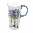 Petal & Plow Ceramic Perfect Cup, Cowboy Boots and Lavender 17oz, Gift Box