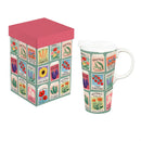 Cottage Garden Travel Cup Ceramic Perfect Cup, Seed Packets, 17oz, Gift Box