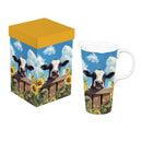 Hillside Pasture Travel Cup Ceramic Perfect Cup, Cow Behind Fence, 17oz, Gift Box