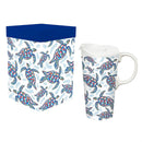 Blue Coastal Sea Adventures Travel Cup Ceramic Perfect Cup, Turtles, 17oz, Gift Box