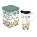 Simple Blessings Travel Cup Ceramic Perfect Cup, Jesus knows I'm a Work in Progress, 17oz, Gift Box