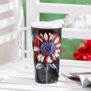 Red White & Bloom Travel Cup Ceramic Perfect Cup, Sunflower, 17oz, Gift Box