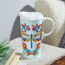 What She Shed Dragonfly Travel Travel Cup Ceramic Perfect Cup, 17oz, Gift Box