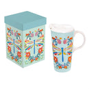 What She Shed Dragonfly Travel Travel Cup Ceramic Perfect Cup, 17oz, Gift Box