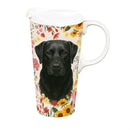 Hillside Pasture Pet Travel Cup Ceramic Perfect Cup, Black Labrador Dog, 17oz, Gift Box