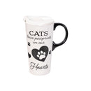 Memorial Pet Travel Cup Ceramic Perfect Cup, "CATS", 17oz, Gift Box