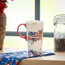 Red, White, & Bloom Ceramic Perfect Cup, Blooming USA, 17oz, Gift Box