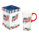 Red, White, & Bloom Ceramic Perfect Cup, Blooming USA, 17oz, Gift Box