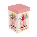 Hillside Pasture Western Cowboy Boots Travel Cup Ceramic Perfect, "Giddy Up", 17oz, Gift Box