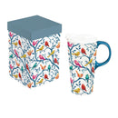 What She Shed Fantasical Birds Travel Cup Ceramic Perfect Cup, 17oz, Gift Box